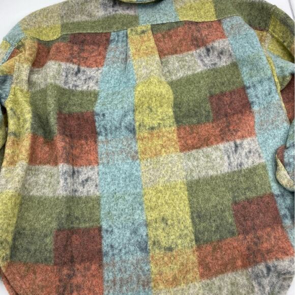 Shop Steveie Button Up Check Plaid Shirt Jacket Shacket with Pockets-Green XL - Picture 7 of 8